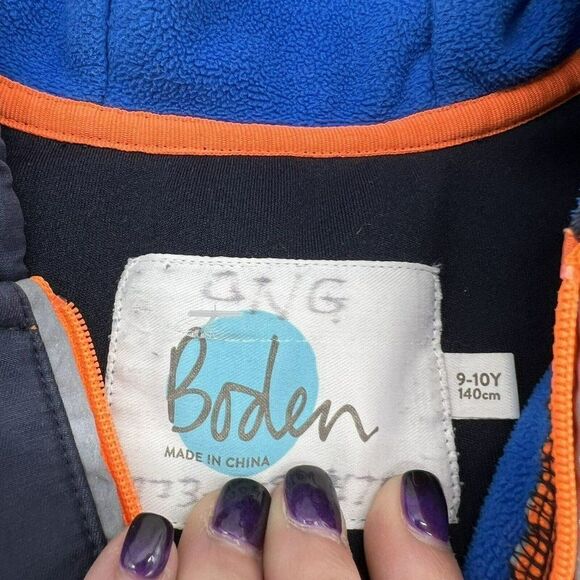 Boden Blue long sleeve Hooded Pullover Boys 9-10 Year - Picture 4 of 5